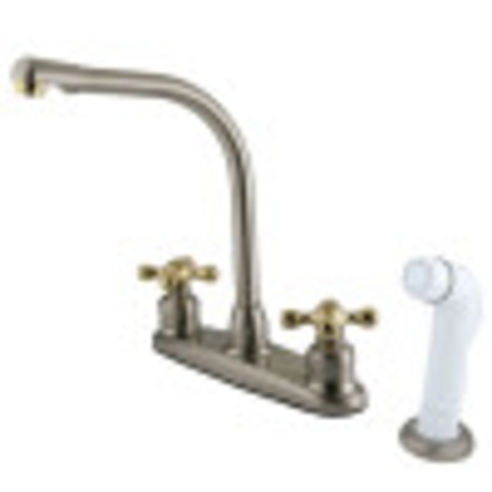 Kingston Brass KB719AX Victorian Centerset Kitchen Faucet, Brushed Nickel/Polished Brass - BNGBath