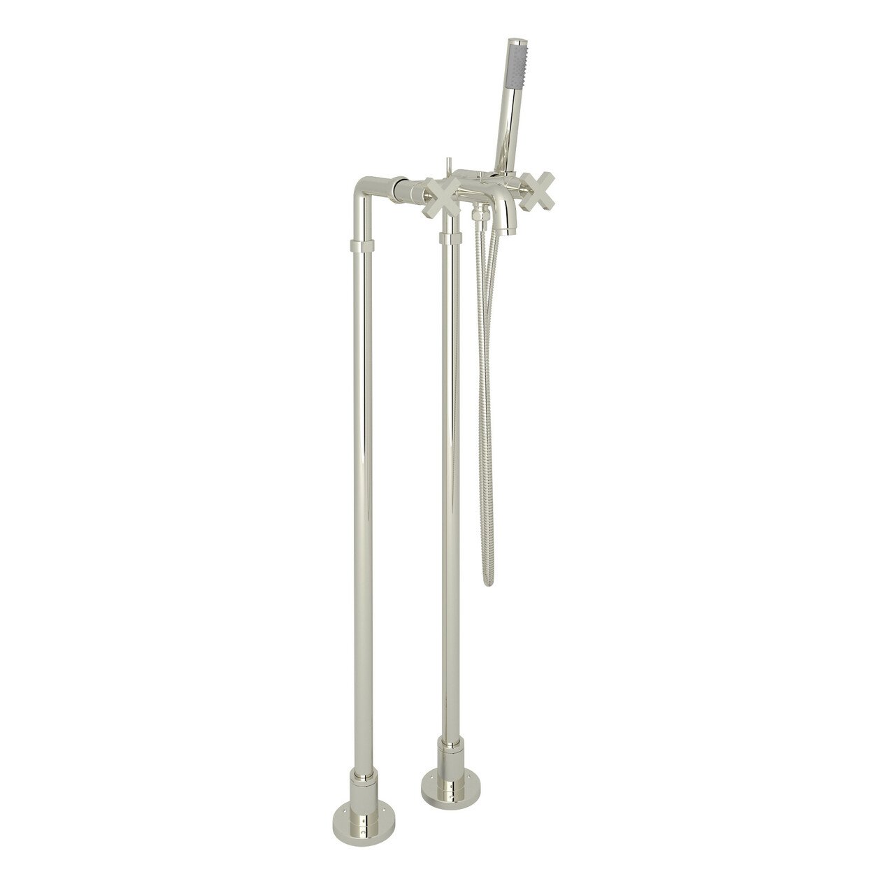 ROHL Lombardia Exposed Floor Mount Tub Filler with Handshower and Floor Pillar Legs or Supply Unions - BNGBath