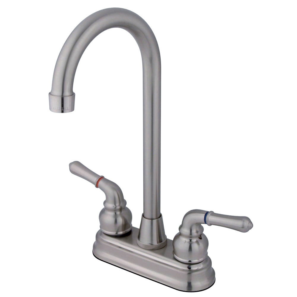 Kingston Brass KB498 Magellan Two-Handle 4" Centerset Bar Faucet, Brushed Nickel - BNGBath