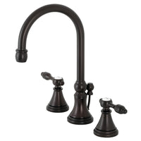 Thumbnail for Kingston Brass KS2985TAL Tudor Widespread Bathroom Faucet with Brass Pop-Up, Oil Rubbed Bronze - BNGBath