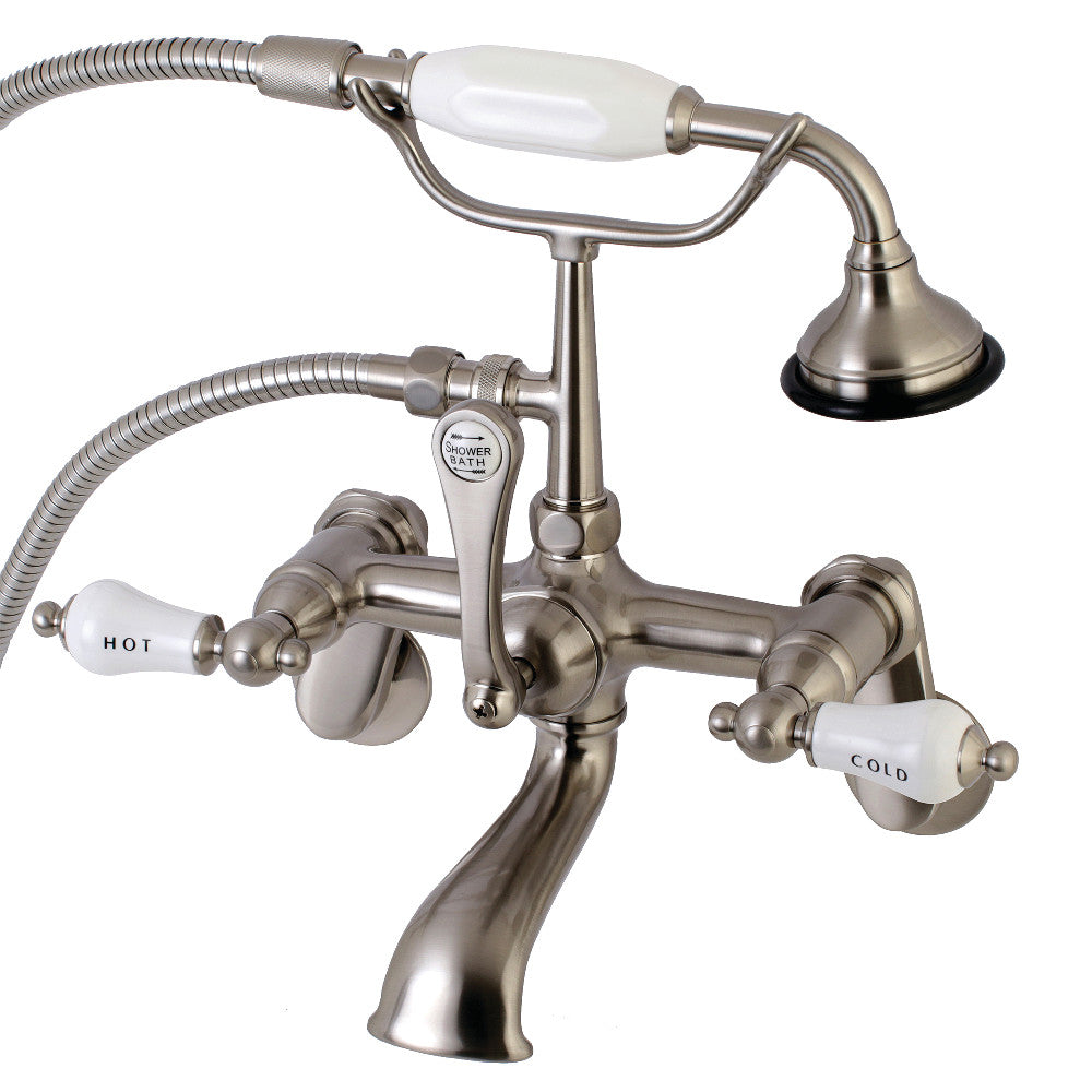 Kingston Brass AE53T8 Aqua Vintage 2-Handle Wall Mount Tub Faucet, Brushed Nickel - BNGBath