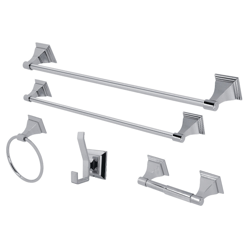 Kingston Brass BAHK61212478C Monarch 5-Piece Bathroom Accessory Set, Polished Chrome - BNGBath