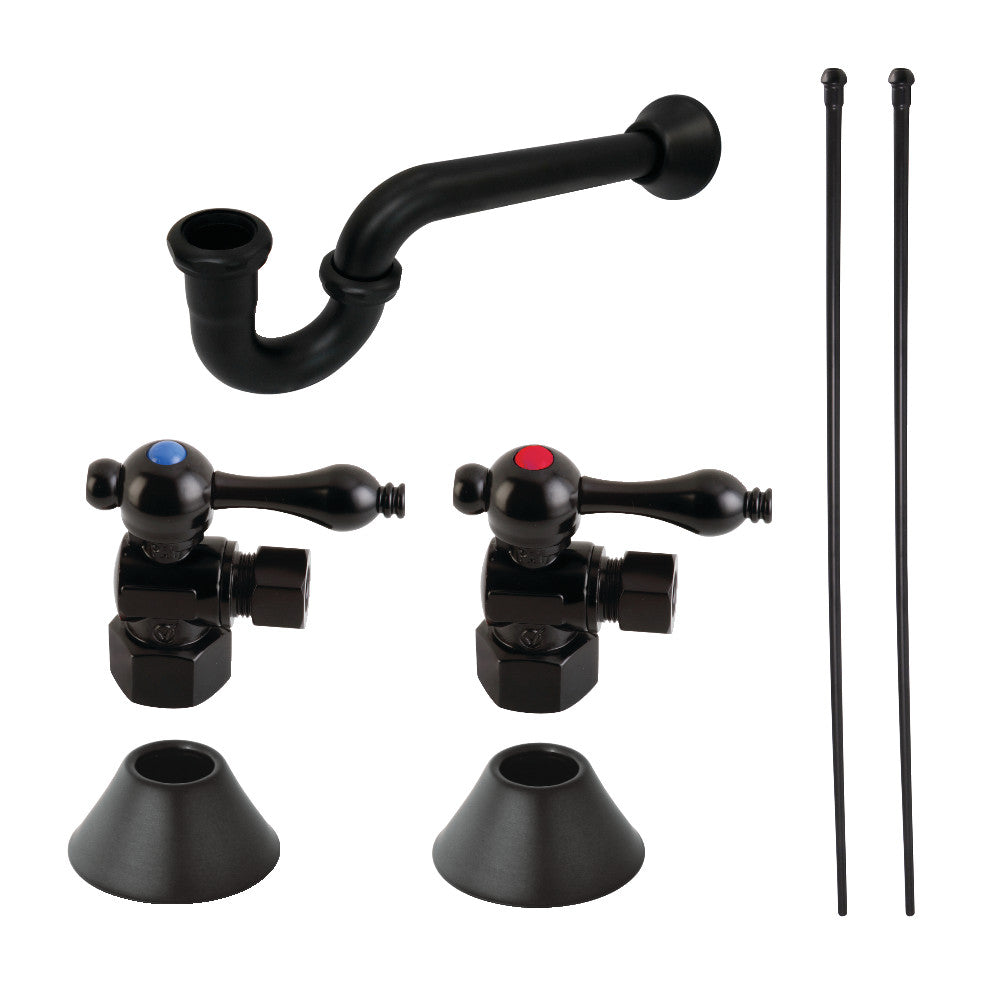 Kingston Brass CC43100LKB30 Traditional Plumbing Sink Trim Kit with P-Trap, Matte Black - BNGBath