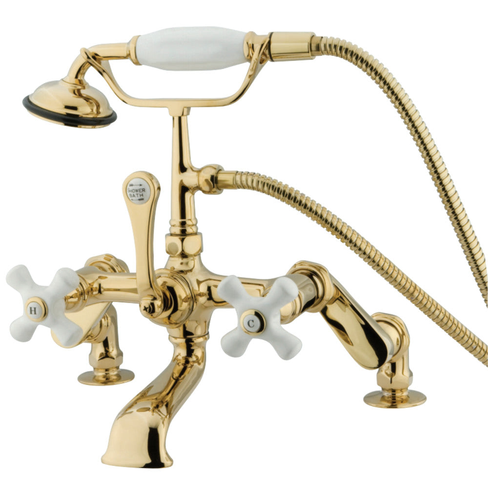 Kingston Brass CC659T2 Vintage Adjustable Center Deck Mount Tub Faucet, Polished Brass - BNGBath