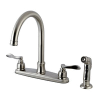 Thumbnail for Kingston Brass FB7798NFLSP NuWave French 8-Inch Centerset Kitchen Faucet with Sprayer, Brushed Nickel - BNGBath