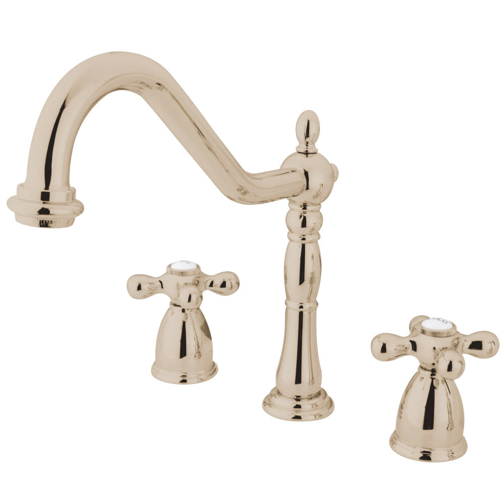 Kingston Brass KB1796AXLS Widespread Kitchen Faucet, Polished Nickel - BNGBath