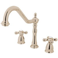 Thumbnail for Kingston Brass KB1796AXLS Widespread Kitchen Faucet, Polished Nickel - BNGBath