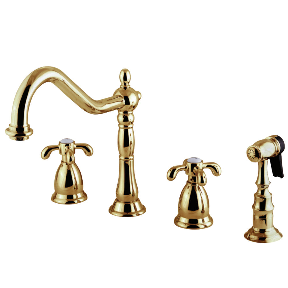 Kingston Brass KS1792TXBS Widespread Kitchen Faucet, Polished Brass - BNGBath