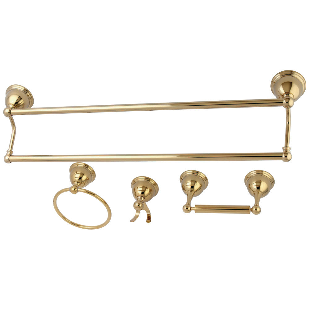 Kingston Brass BAK3963478PB Restoration 4-Piece Bathroom Hardware, Polished Brass - BNGBath