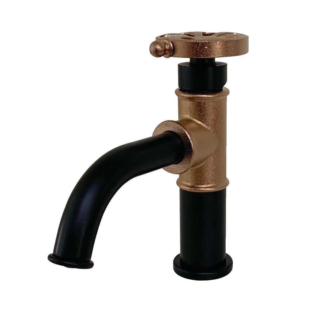 Kingston Brass KS2827RX Belknap Single-Handle Bathroom Faucet with Push Pop-Up, Matte Black/Rose Gold - BNGBath