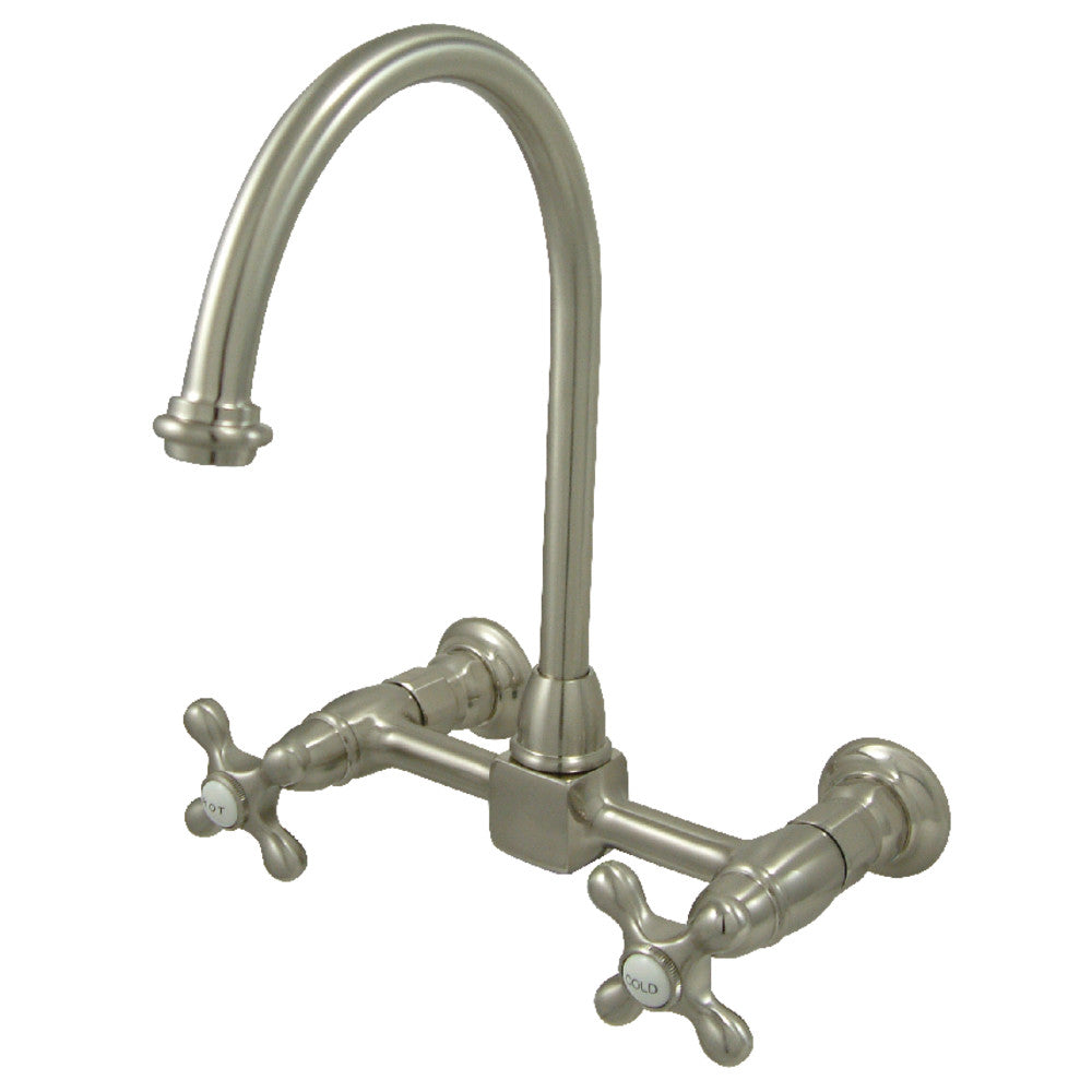 Kingston Brass KS1298AX Restoration Wall Mount Bridge Kitchen Faucet, Brushed Nickel - BNGBath