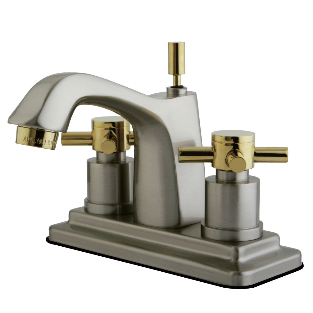 Kingston Brass KS8649DX 4 in. Centerset Bathroom Faucet, Brushed Nickel/Polished Brass - BNGBath