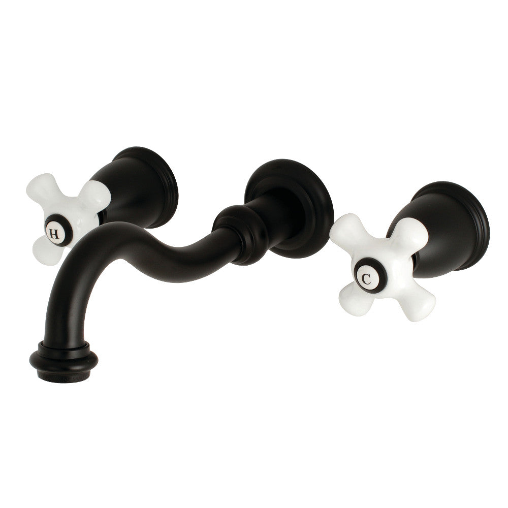 Kingston Brass KS3120PX Vintage 2-Handle Wall Mount Bathroom Faucet, Matte Black - BNGBath