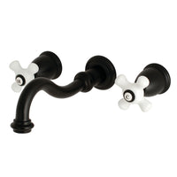 Thumbnail for Kingston Brass KS3120PX Vintage 2-Handle Wall Mount Bathroom Faucet, Matte Black - BNGBath