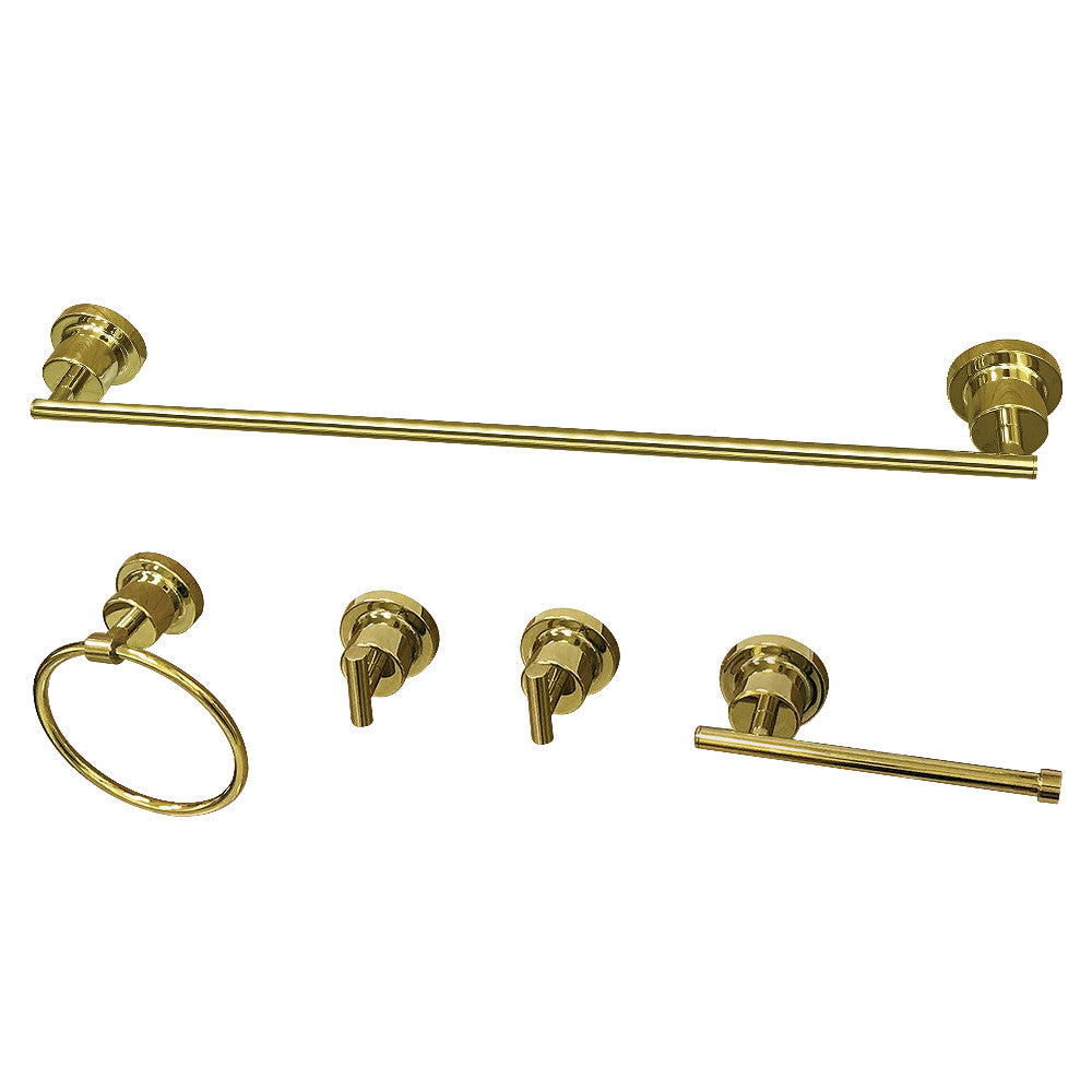 Kingston Brass BAH82134478PB Concord 5-Piece Bathroom Accessory Set, Polished Brass - BNGBath