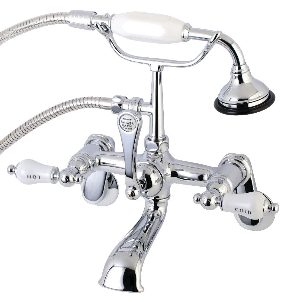 Kingston Brass AE54T1 Aqua Vintage 2-Handle Wall Mount Tub Faucet, Polished Chrome - BNGBath