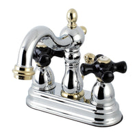 Thumbnail for Kingston Brass KB1604PKX 4 in. Centerset Bathroom Faucet, Polished Chrome/Polished Brass - BNGBath