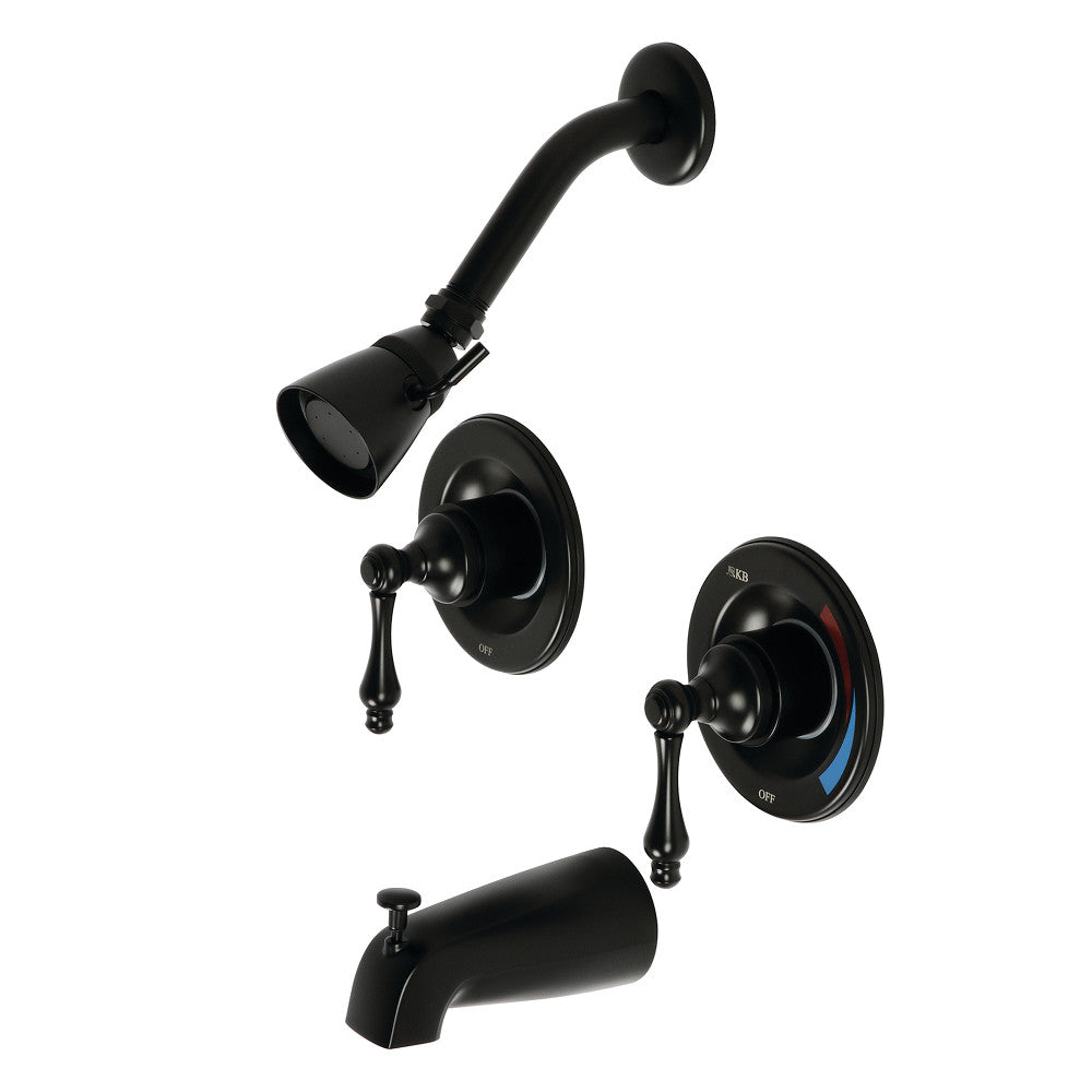 Kingston Brass KB660AL Vintage Twin Handles Tub Shower Faucet, Matte Black - BNGBath