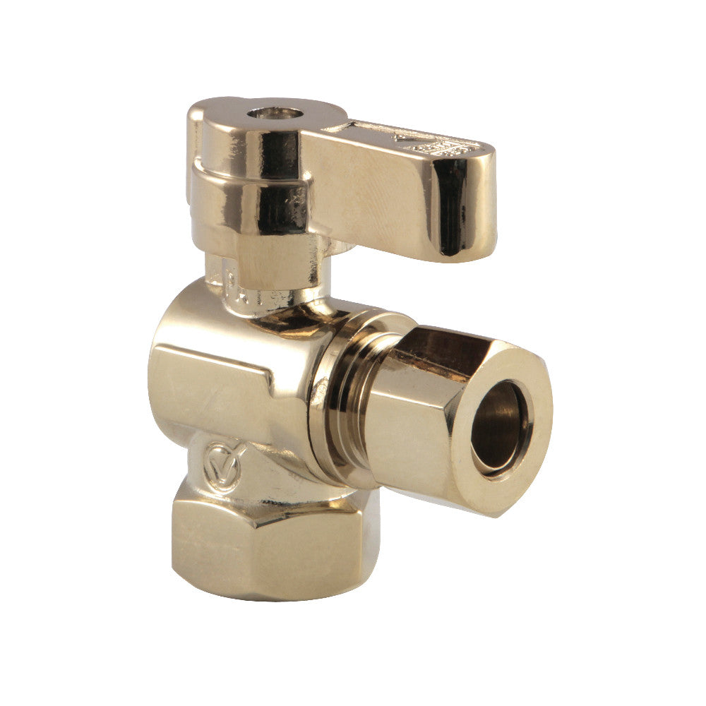 Kingston Brass KF3310PB 3/8" FIP X 3/8" OD Comp Angle Stop Valve, Polished Brass - BNGBath