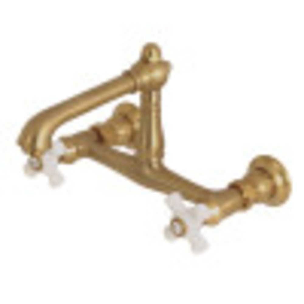 Kingston Brass KS7247PX Wall Mount Bathroom Faucet, Brushed Brass - BNGBath