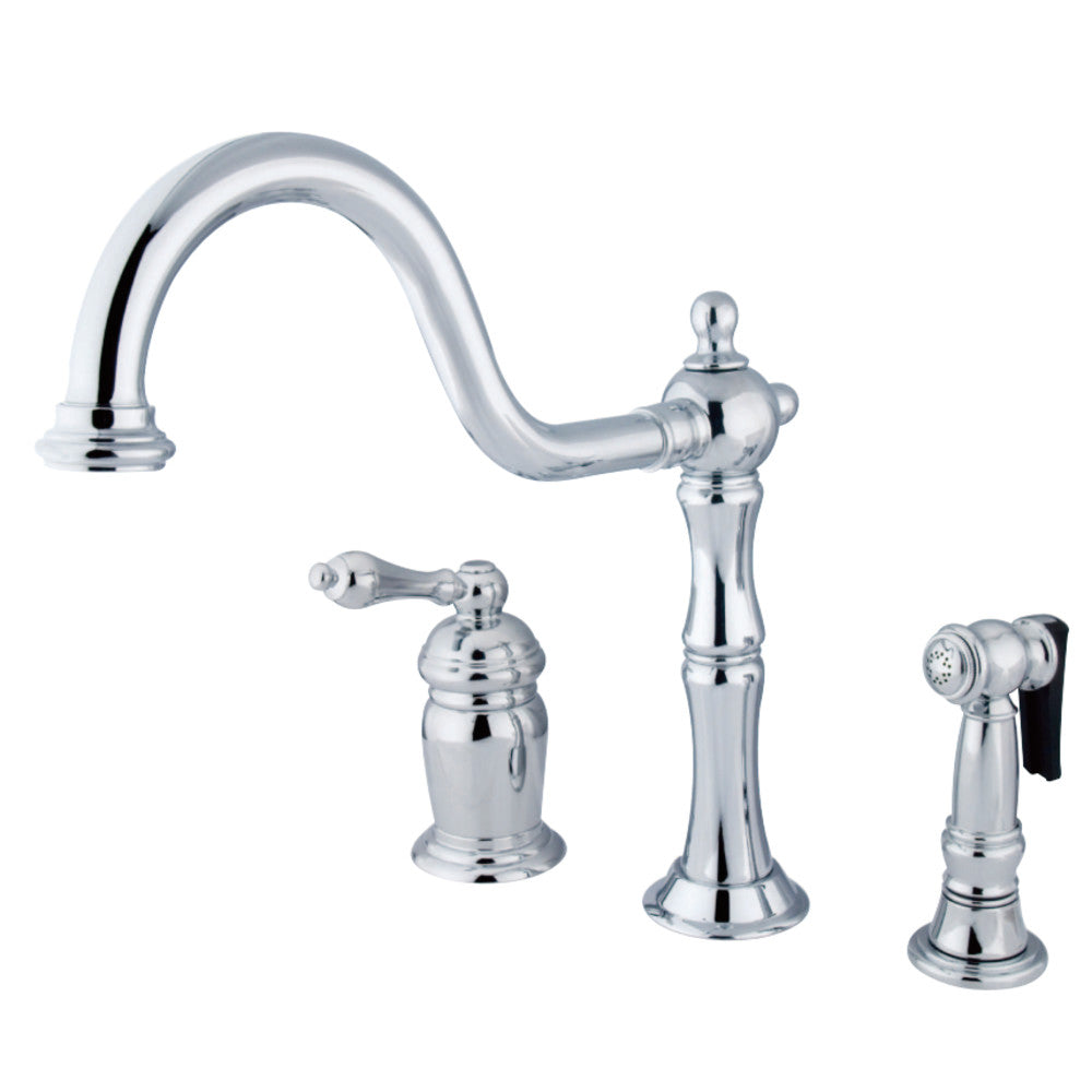 Kingston Brass KS1811ALBS Widespread Kitchen Faucet, Polished Chrome - BNGBath