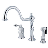 Thumbnail for Kingston Brass KS1811ALBS Widespread Kitchen Faucet, Polished Chrome - BNGBath