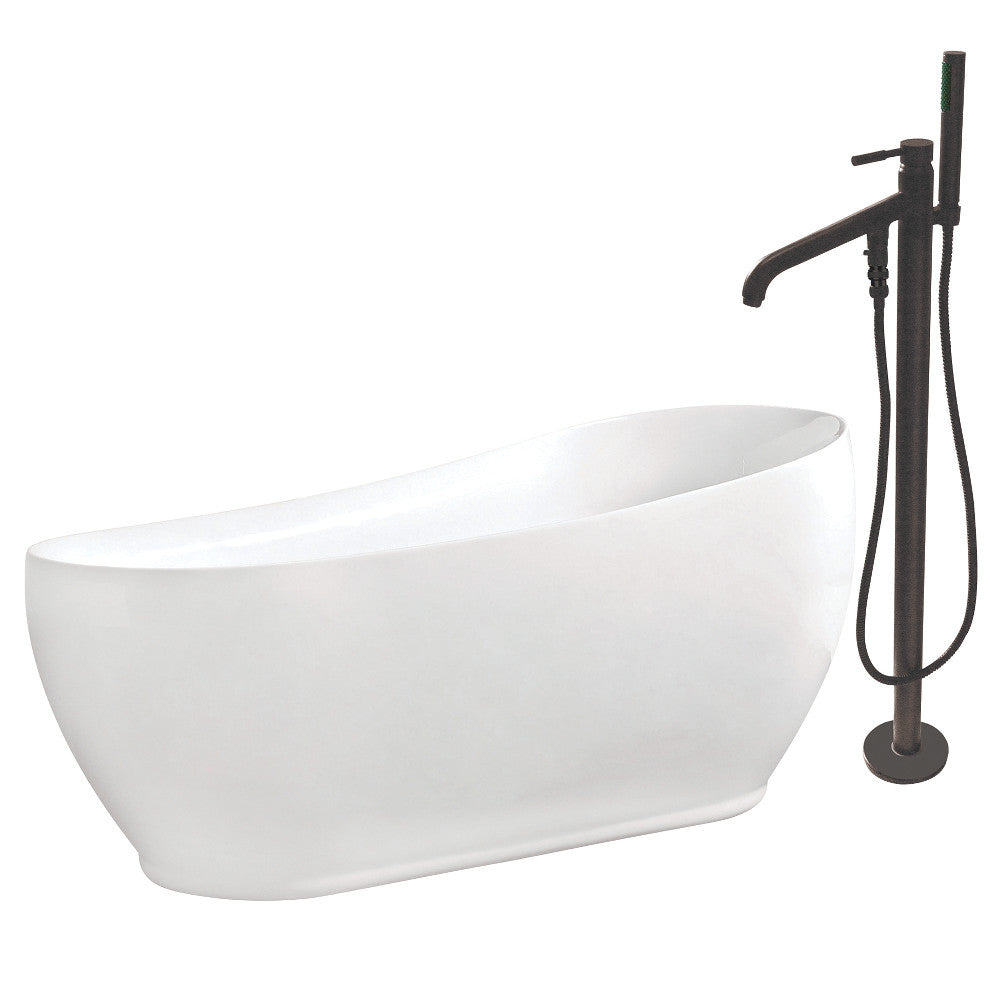 Aqua Eden 71-Inch Acrylic Single Slipper Freestanding Tub Combo with Faucet in White - BNGBath