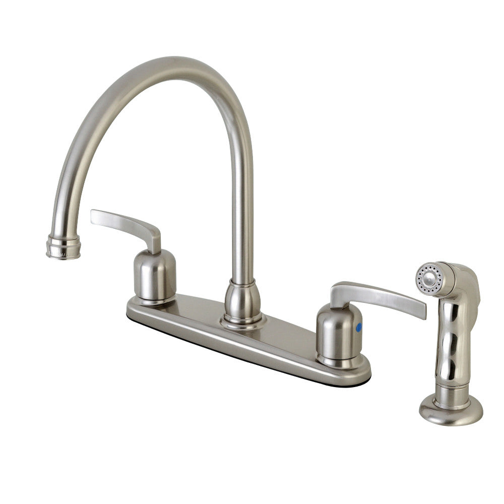 Kingston Brass FB798EFLSP Centurion 8-Inch Centerset Kitchen Faucet with Sprayer, Brushed Nickel - BNGBath