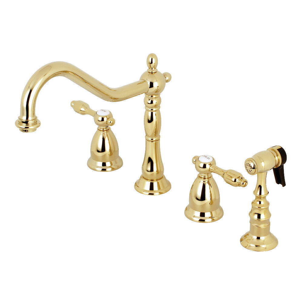 Kingston Brass KS1792TALBS Widespread Kitchen Faucet, Polished Brass - BNGBath