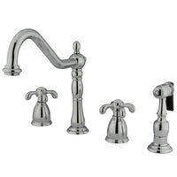 Thumbnail for Kingston Brass KB1791TXBS Widespread Kitchen Faucet, Polished Chrome - BNGBath