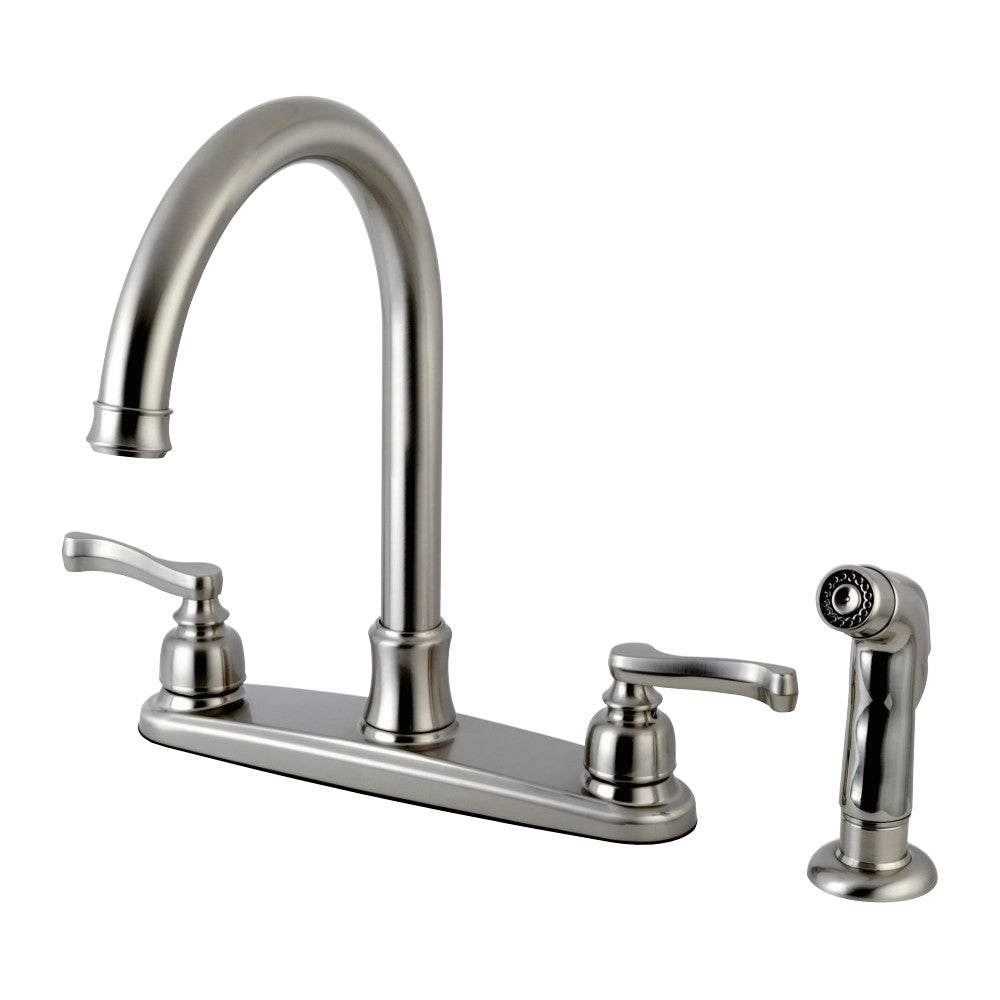 Kingston Brass FB7798FLSP Royale 8-Inch Centerset Kitchen Faucet with Sprayer, Brushed Nickel - BNGBath