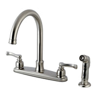 Thumbnail for Kingston Brass FB7798FLSP Royale 8-Inch Centerset Kitchen Faucet with Sprayer, Brushed Nickel - BNGBath