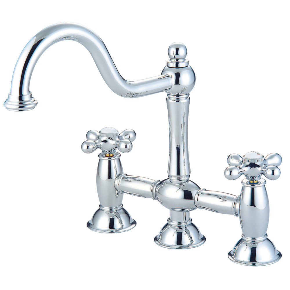 Kingston Brass KS3781AX Restoration Bridge Kitchen Faucet, Polished Chrome - BNGBath