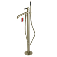 Thumbnail for Kingston Brass KS8138DKL Kaiser Freestanding Tub Faucet with Hand Shower, Brushed Nickel - BNGBath