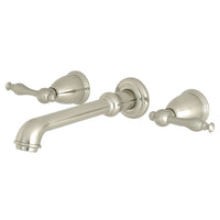 Thumbnail for Kingston Brass KS7128NL Naples Two-Handle Wall Mount Bathroom Faucet, Brushed Nickel - BNGBath