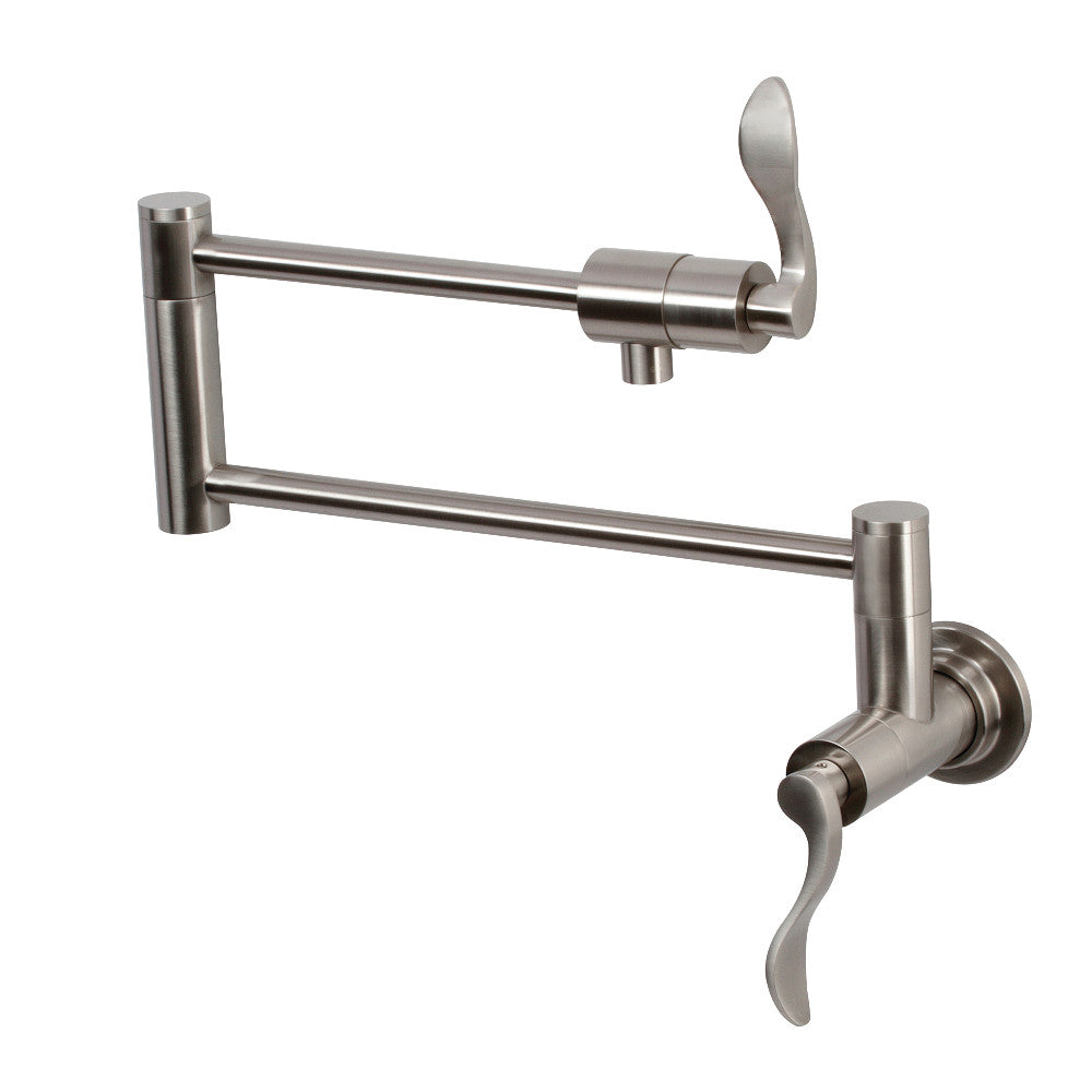 Kingston Brass KS4108DFL NuWave Wall Mount Pot Filler, Brushed Nickel - BNGBath