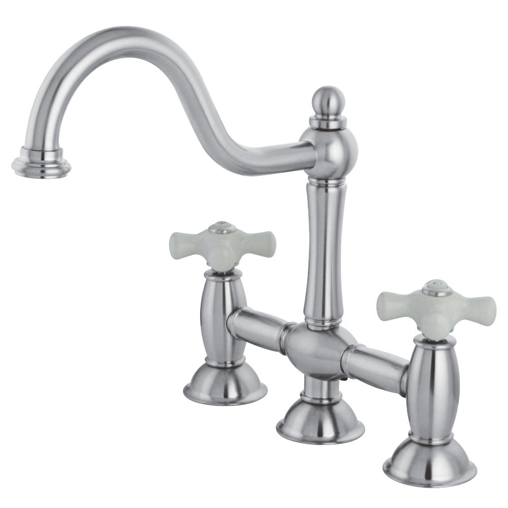 Kingston Brass KS3781PX Restoration Bridge Kitchen Faucet, Polished Chrome - BNGBath