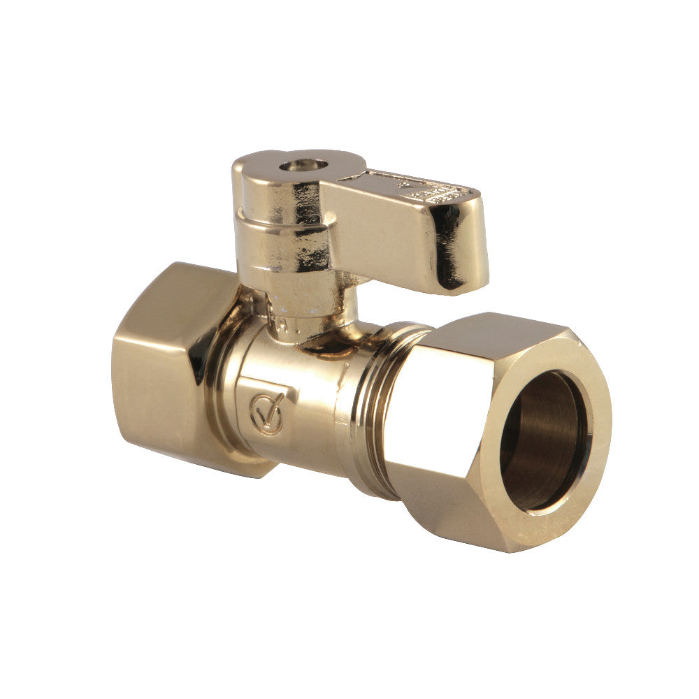 Kingston Brass KF4515PB 1/2" IPS X 5/8" OD Comp Straight Stop Valve, Polished Brass - BNGBath