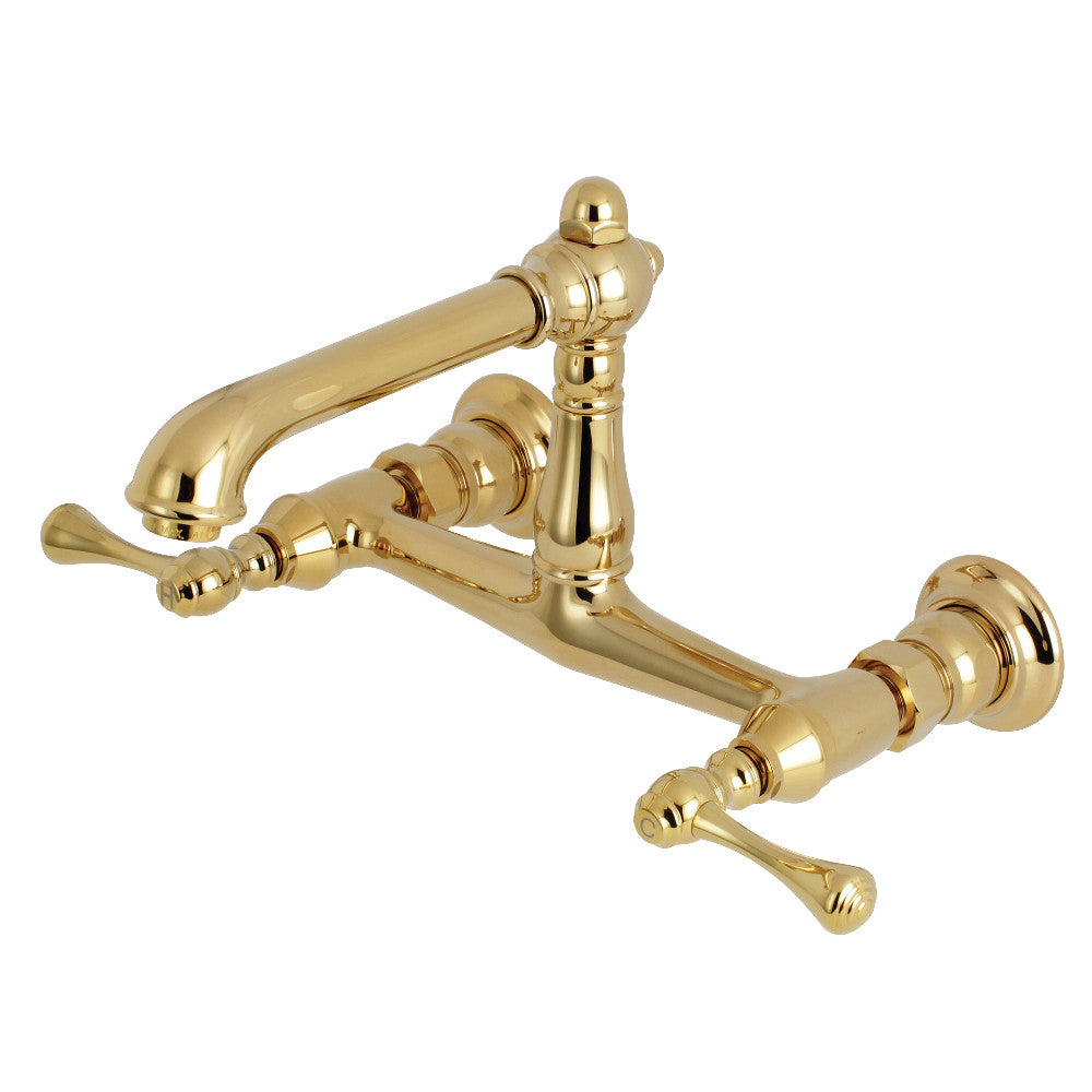 Kingston Brass KS7242BL Wall Mount Bathroom Faucet, Polished Brass - BNGBath