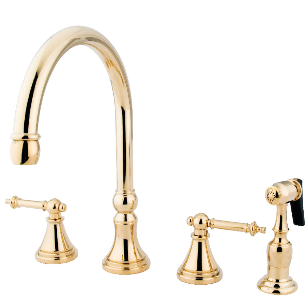 Kingston Brass KS2792TLBS Widespread Kitchen Faucet, Polished Brass - BNGBath