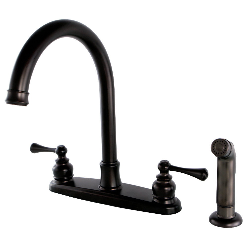 Kingston Brass FB7795BLSP Vintage 8-Inch Centerset Kitchen Faucet with Sprayer, Oil Rubbed Bronze - BNGBath