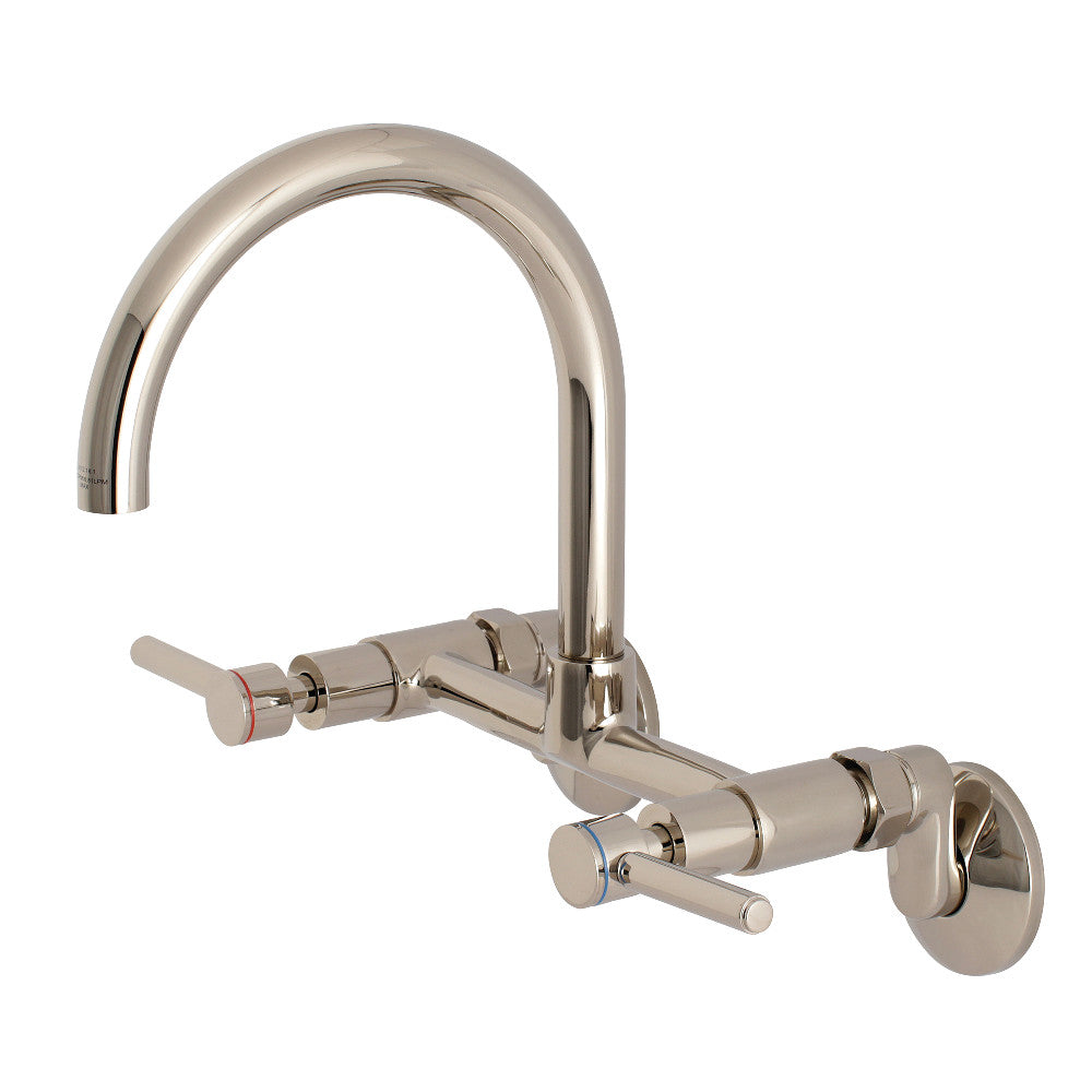 Kingston Brass Concord 8-Inch Adjustable Center Wall Mount Kitchen Faucet, Polished Nickel - BNGBath