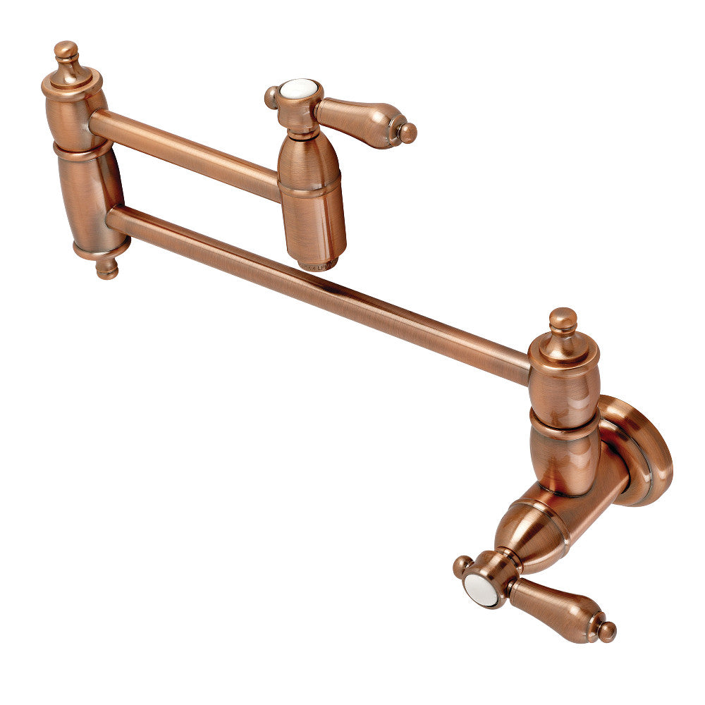 Kingston Brass KS310BALAC Heirloom Wall Mount Pot Filler Kitchen Faucet, Antique Copper - BNGBath