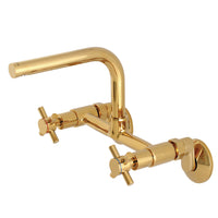 Thumbnail for Kingston Brass Concord 8-Inch Adjustable Center Wall Mount Kitchen Faucet, Polished Brass - BNGBath