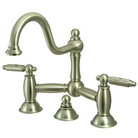 Thumbnail for Kingston Brass KS3918GL Restoration Bathroom Bridge Faucet, Brushed Nickel - BNGBath