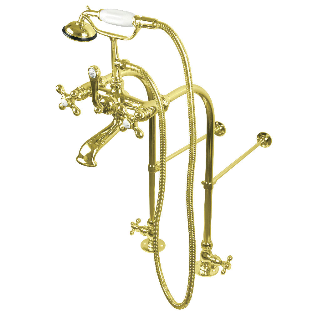 Kingston Brass CC57T452MX Vintage Freestanding Clawfoot Tub Faucet with Hand Shower, Polished Brass - BNGBath