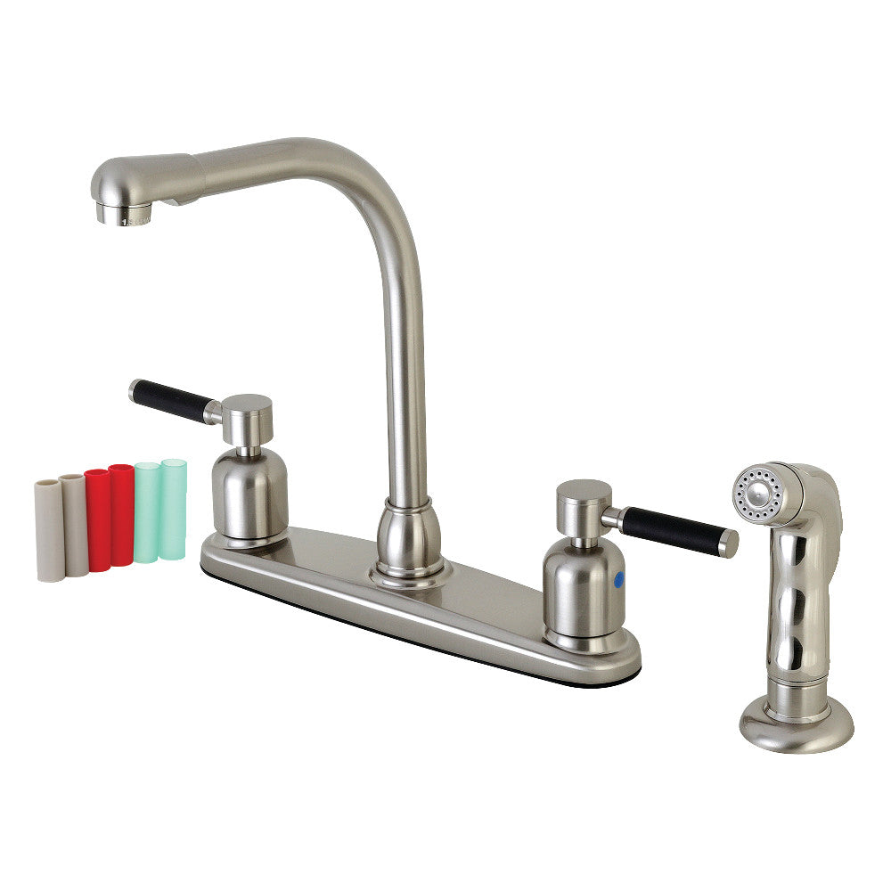 Kingston Brass FB758DKLSP Kaiser 8-Inch Centerset Kitchen Faucet with Sprayer, Brushed Nickel - BNGBath