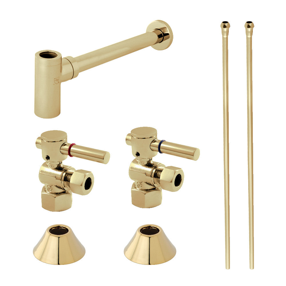 Kingston Brass CC43102DLLKB30 Modern Plumbing Sink Trim Kit with Bottle Trap, Polished Brass - BNGBath