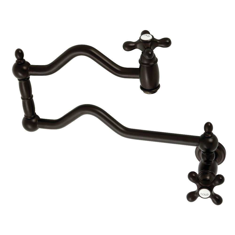 Kingston Brass KS2105AX Heritage Wall Mount Pot Filler, Oil Rubbed Bronze - BNGBath