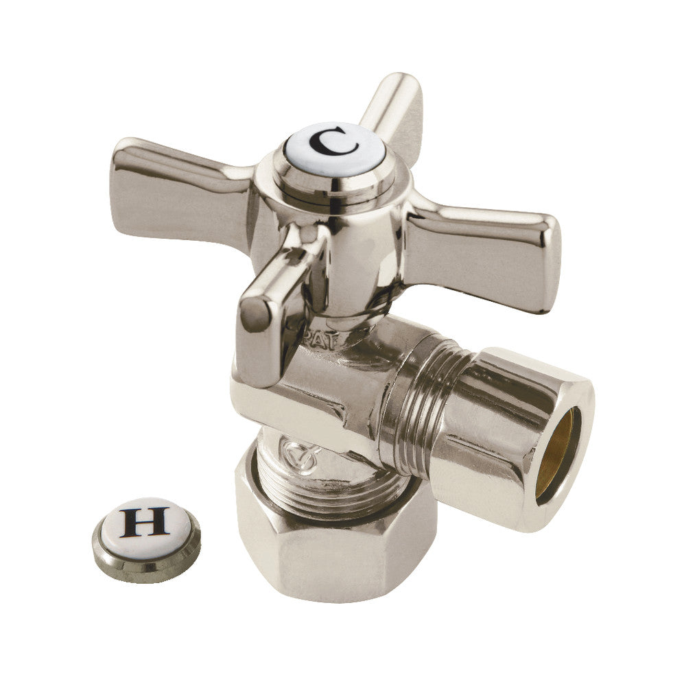 Kingston Brass CC54408ZX 5/8" OD Comp X 1/2" OD Comp Angle Stop Valve, Brushed Nickel - BNGBath